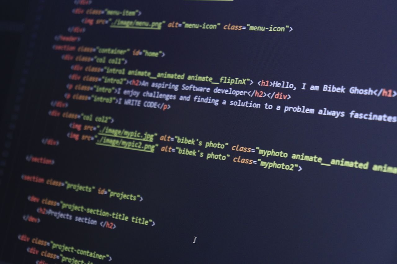creative-03 Colorful HTML code displayed on a computer screen for programming projects.